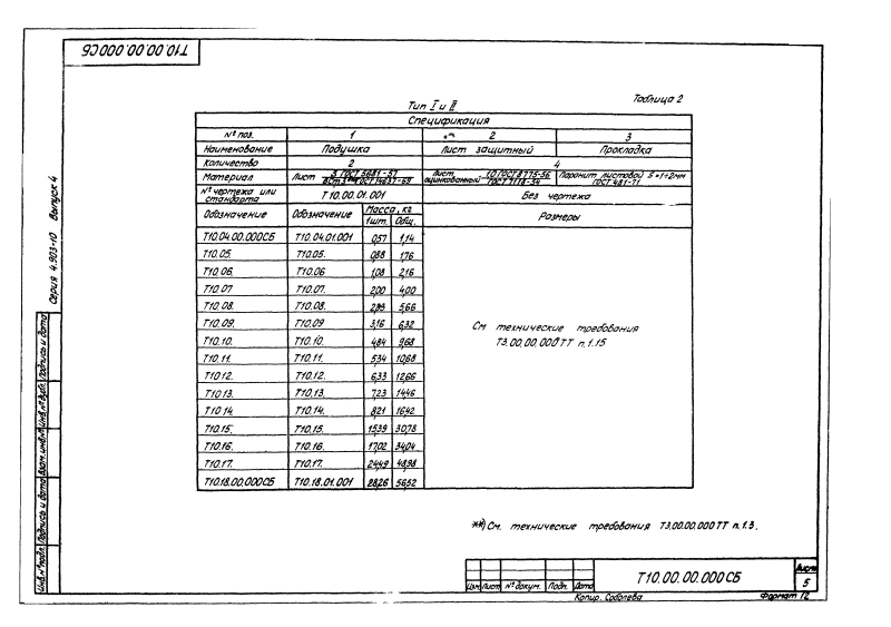 Техническая документация неподвижных боковых опор Т10