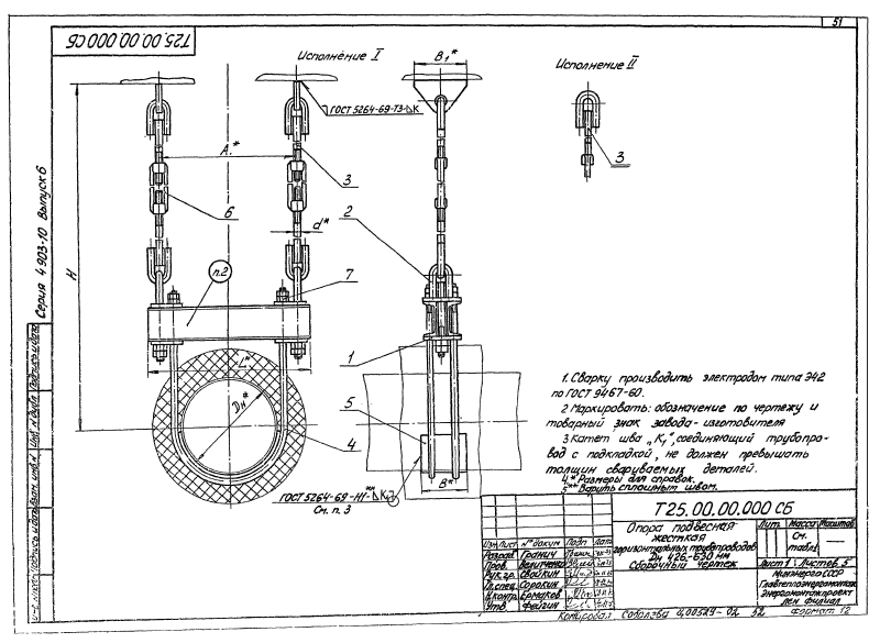 Техническая документация подвесных опор трубопроводов T25