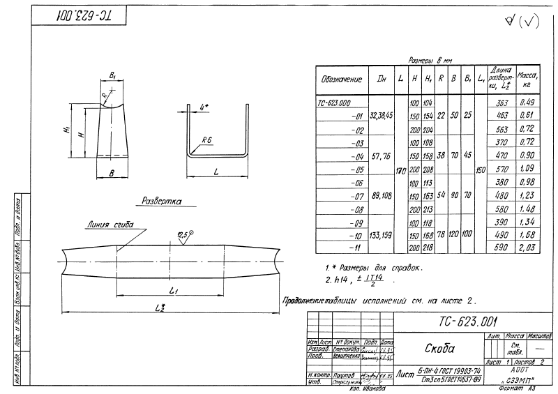 Техническая документация скользящих опор приварных ТС-623